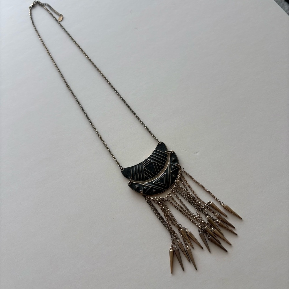 Black and Gold Geometric Pendant Necklace